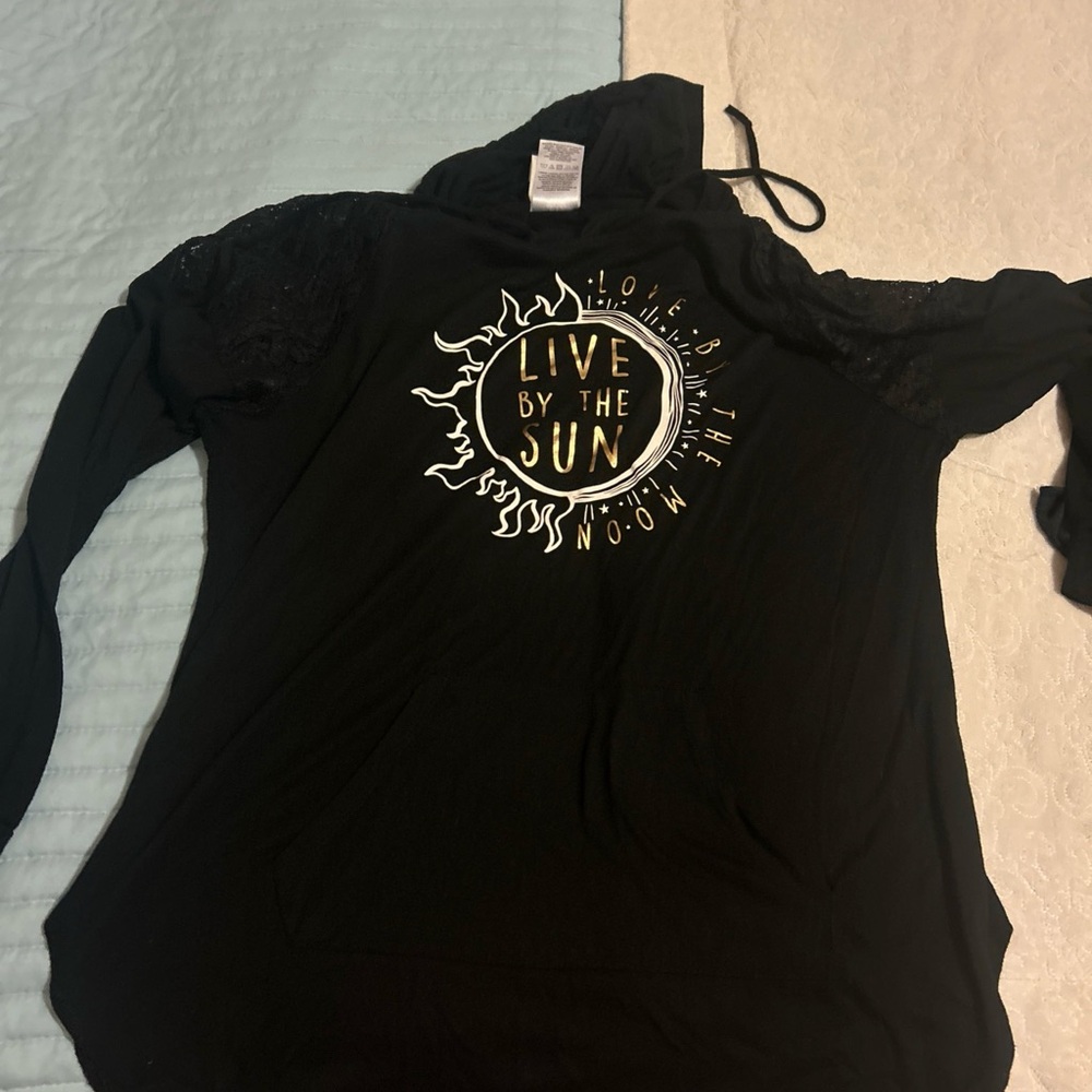 Black 'Live by the Sun' Graphic Hoodie